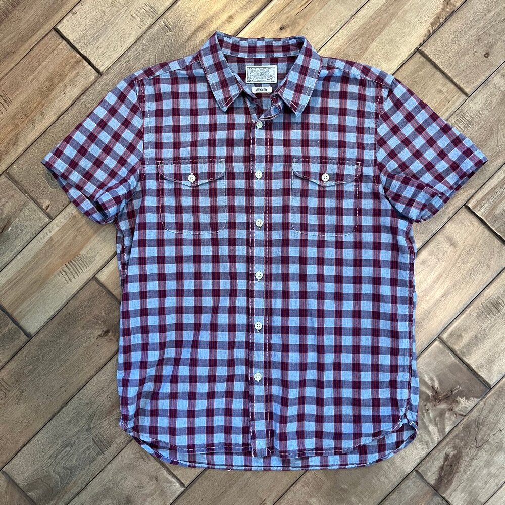 Lucky Brand Shirt Short Sleeve Men’s Plaid Cotton Multi-Color Medium